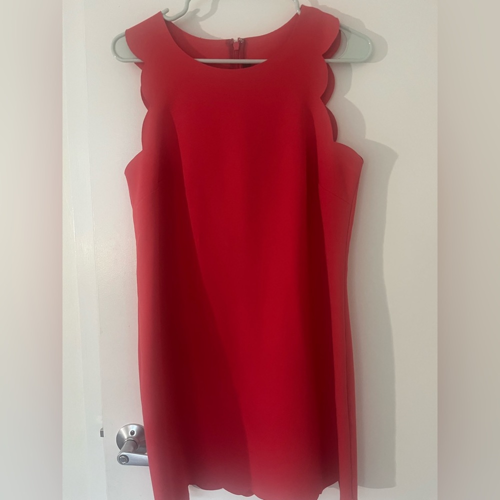 J. Crew Red Sheath Mini Dress Crew Neck Sleeveless